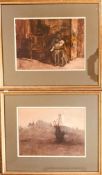 M NIXON- 'FIELD AFTER HARVEST', 'MOTHER AND CHILD' AND 'INTERIOR SCENE', SIGNED LOWER RIGHT,