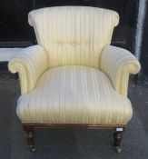 20th century upholstered easy armchair. App. 80cm H x 81cm W x 80cm D
