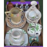 Sundry ceramics including Art Deco teaware, figures, Jersey pottery vase etc
