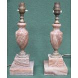 Pair of 20th century marble effect and gilt metal table lamps. Approx. 32cms high