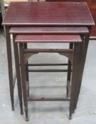 20th century mahogany nest of three tables. Approximately. 65.5cm H x 49cm W x 33cm D