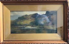 F T CARTER, OIL ON CANVASES OF RURAL SCENES, ONE NOT SIGNED, APPROXIMATELY 11 x 34cm