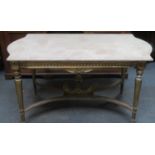 Late 19th/Early 20th century French style gilded marble topped coffee table. Approximately. 59cm H x