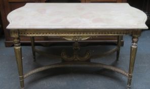 Late 19th/Early 20th century French style gilded marble topped coffee table. Approximately. 59cm H x