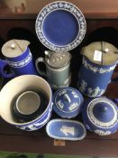 NINE PIECES OF JASPERWARE POTTERY, ADAMS AND FACTORIES UNKNOWN