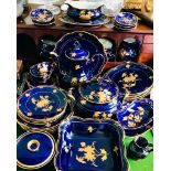 FINE JLMENAUGRAF VON HENNEBERG PORZELLAN- PORCELAIN COBALT BLUE AND RAISED GILDING DINNER SERVICE OF