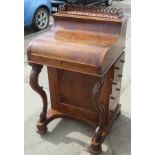 19TH CENTURY FIGURED WALNUT DAVENPORT WRITING DESK , WITH POP UP STATIONARY COMPARTMENT, FITTED WITH