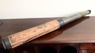 LEATHER BOUND THREE DRAW TELESCOPE, NO MAKER