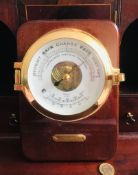 CONTEMPORARY CIRCULAR BAROMETER, DIAL APPROXIMATELY 9cm, UPON PLINTH, APPROXIMATELY 22 x 16cm