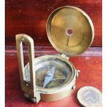 BRASS SIGHTING COMPASS STAMPED 'STANLEY LONDON', DIAMETER APPROXIMATELY 5.25cm