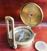 BRASS SIGHTING COMPASS STAMPED 'STANLEY LONDON', DIAMETER APPROXIMATELY 5.25cm