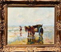 CEADDEWY(?)- 'THE COCKLE GATHERER', 20th CENTURY OIL ON CANVAS, SIGNED LOWER RIGHT AND FRAMED,