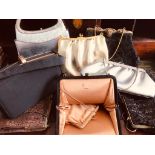 COLLECTION OF EIGHT VINTAGE HANDBAGS INCLUDING A HARRY LEVINE USA EXAMPLE