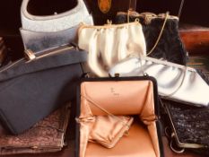COLLECTION OF EIGHT VINTAGE HANDBAGS INCLUDING A HARRY LEVINE USA EXAMPLE