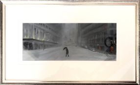 T PENNY- 'WINTER IN NEW YORK', OIL, APPROXIMATELY 19 x 47cm