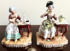 PAIR OF CONTINENTAL CHINA 'SEATED LADIES', APPROXIMATELY 11.5cm HIGH