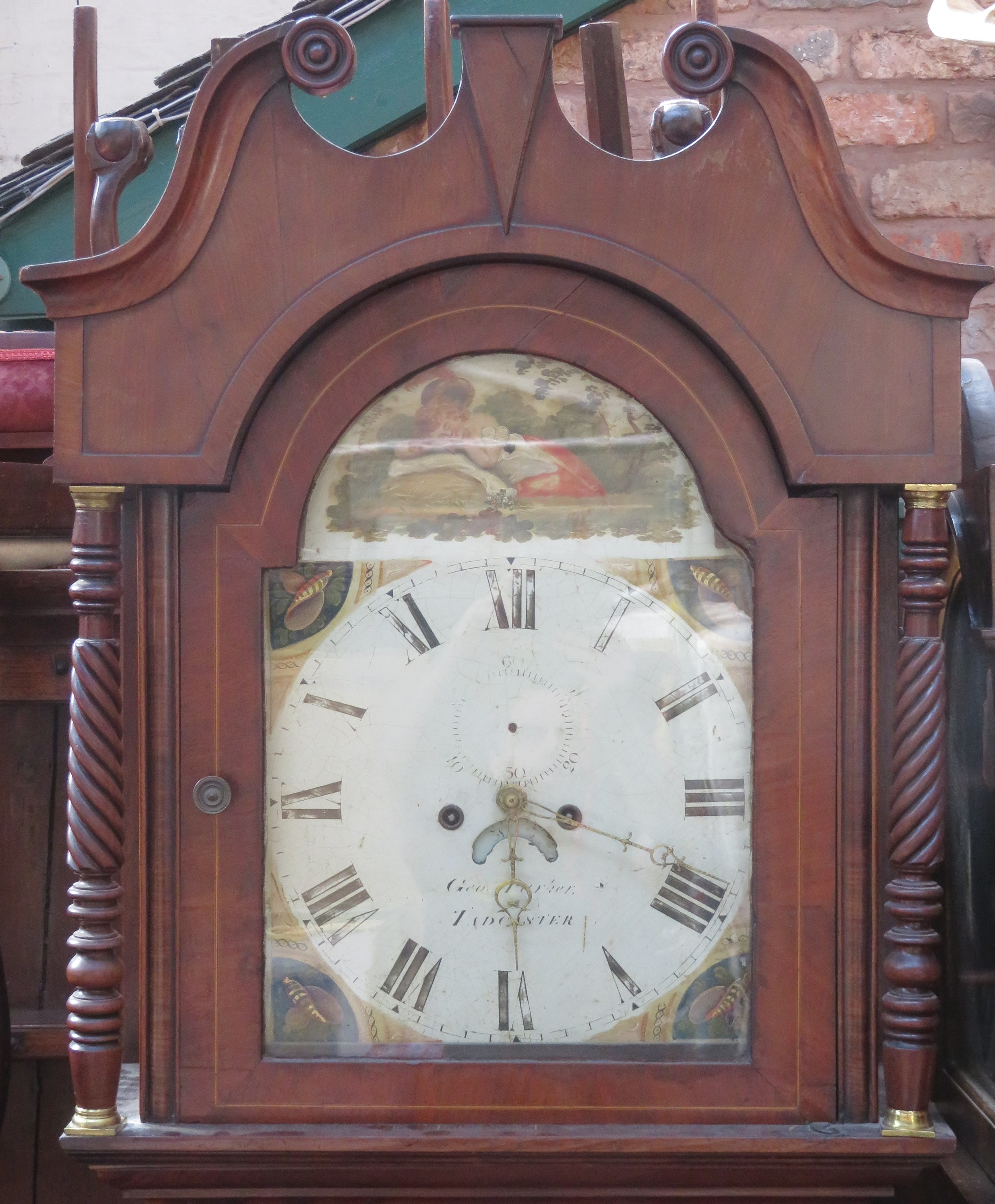 Late 19th century inlaid Mahogany cased long case clock with enamelled and hand painted dial, by - Image 2 of 2