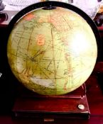 MID 20th CENTURY REPLOGLE 12in LIBRARY GLOBE AND STAND