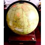 MID 20th CENTURY REPLOGLE 12in LIBRARY GLOBE AND STAND