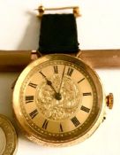 18ct GOLD FOB WATCH WITH 9ct GOLD CLIP, GROSS WEIGHT APPROXIMATELY 37.5g