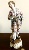 DRESDEN FIGURE OF A SOCIETY GENTLEMAN, APPROXIMATELY 25cm HIGH