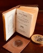 MINIATURE LEATHER BOUND BIBLE PRINTED NIMMO, HAY AND MITCHELL, LONDON AND EDINBURGH, COMPLETE WITH