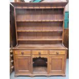 18th/19th century oak welsh style kitchen dresser with plate rack. Approximately. 197cm H x 141.