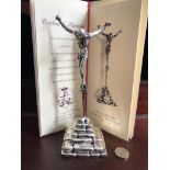 SALVADOR DALI REPRODUCTION SILVER PLATED SCULPTURE, ORIGINAL BOX, PACKING AND FULL FIRST PURCHASE