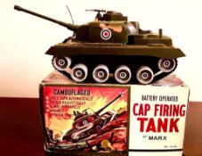 BATTERY OPERATED 'CAP FIRING' TANK BY MARX