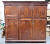 19th century Mahogany three door combination Wardrobe. Approximately. 197cm H x 209cm W x 60cm D