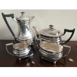 FOUR PIECE SILVER TEA SET, SHEFFIELD ASSAY, MILK JUG 1956 , THE REMAINDER 1958, GROSS WEIGHT