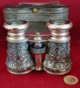 CASED PAIR OF HALLMARKED SILVER BINOCULARS BY HENRY CHARLES KELLY, BIRMINGHAM ASSAY DATED 1876,