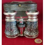 CASED PAIR OF HALLMARKED SILVER BINOCULARS BY HENRY CHARLES KELLY, BIRMINGHAM ASSAY DATED 1876,