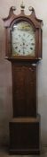 19th century oak and mahogany cased longcase clock, with hand painted and enamelled dial, by David