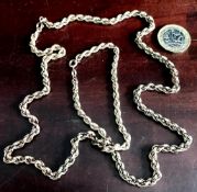 9ct GOLD ROPE CHAIN AND NECKLACE AND BRACELET TO ACCORD, NECKLACE APPROXIMATELY 26cm LONG IN