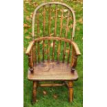 19th CENTURY CHILD'S WINDSOR ARMCHAIR, APPROXIMATELY 70cm HIGH