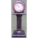 Small vintage Ebonised Column form clock. Approx. 21.5cm H x 18cm W