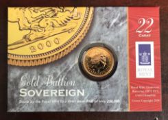 ROYAL MINT GOLD 22ct SOVEREIGN IN ORIGINAL PACKET DATE 2000