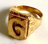 CHINESE GOLD COLOURED RING, WEIGHT APPROXIMATELY 14.5g