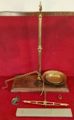 SET OF BRASS WEIGHING SCALES PLUS ARISTO SLIDE RULE