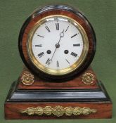 19th century Rosewood drum clock, with Ormolu mounted decoration. Approx. 24cm H x 23cm D x 13.5cm D