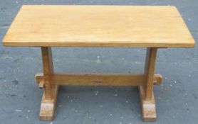 Mid 20th century light oak refectory style coffee table, by Derek Fishman Slater (lizardman) of