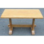 Mid 20th century light oak refectory style coffee table, by Derek Fishman Slater (lizardman) of