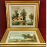 BERNARD HENDRIK SLOTMAN, PAIR OF FRAMED OIL ON BOARDS DEPICTING COUNTRYSIDE SCENES ALONGSIDE A