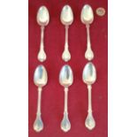 SET OF SIX EARLY VICTORIAN HALLMARKED SILVER SPOONS, LONDON ASSAY DATED 1841 BY BENJAMIN SMITH II,