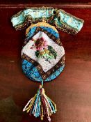 EARLY VICTORIAN BEADED SOVEREIGN PURSE AND BEADWORK BAND, APPROXIMATELY 32cm LONG