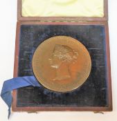 Queen Victoria cased commemorative Bronze Medallion, presented to William Wetherall, Carlisle. Stage
