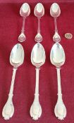 SET OF SIX EARLY VICTORIAN HALLMARKED SILVER TABLE SPOONS, LONDON ASSAY DATED 1841 BY BENJAMIN SMITH