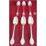 SET OF SIX EARLY VICTORIAN HALLMARKED SILVER TABLE SPOONS, LONDON ASSAY DATED 1841 BY BENJAMIN SMITH