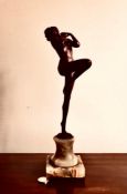 GOOD QUALITY BRONZE FIGURE UPON ONYX BASE, CIRCA 1930, 'HENN- MADE IN AUSTRIA- REAL BRONZE',